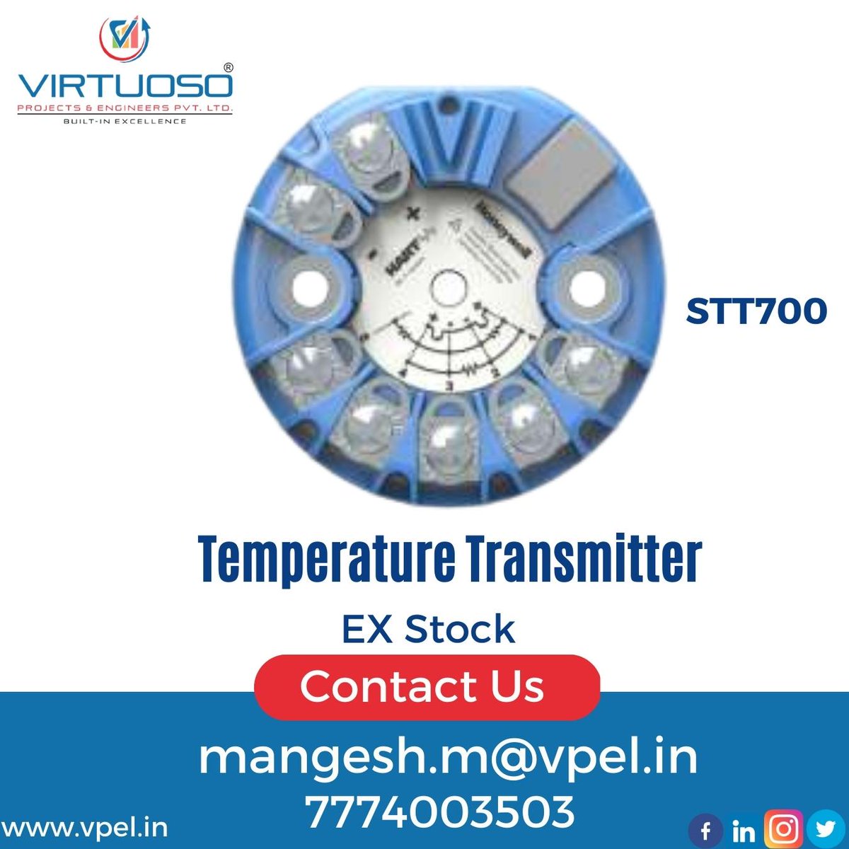 virtuoso_pvt's tweet photo. Honeywell Instruments stock availability at Pune | VPEL
#Instrumentsstock #stock #transmitters #pressure #flow #level #temprature #honeywell #projects #oilandgas #chemical #suger #pharma #petrochemical #steel #construction #vpel #VirtuosoProjectsandEngineersPvtLtd #pune https://t.co/BPel54SSHG