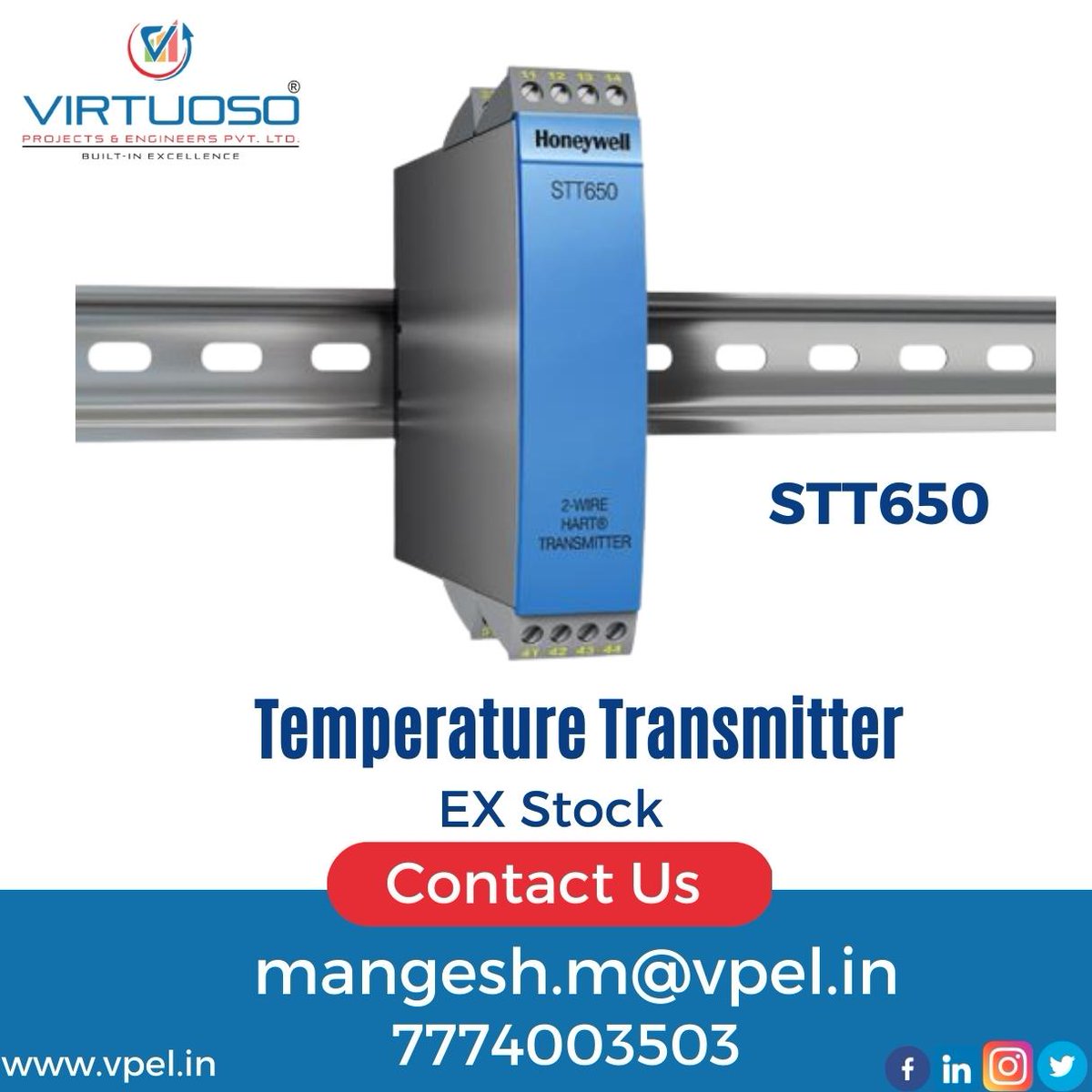 virtuoso_pvt's tweet photo. Honeywell Instruments stock availability at Pune | VPEL
#Instrumentsstock #stock #transmitters #pressure #flow #level #temprature #honeywell #projects #oilandgas #chemical #suger #pharma #petrochemical #steel #construction #vpel #VirtuosoProjectsandEngineersPvtLtd #pune https://t.co/BPel54SSHG
