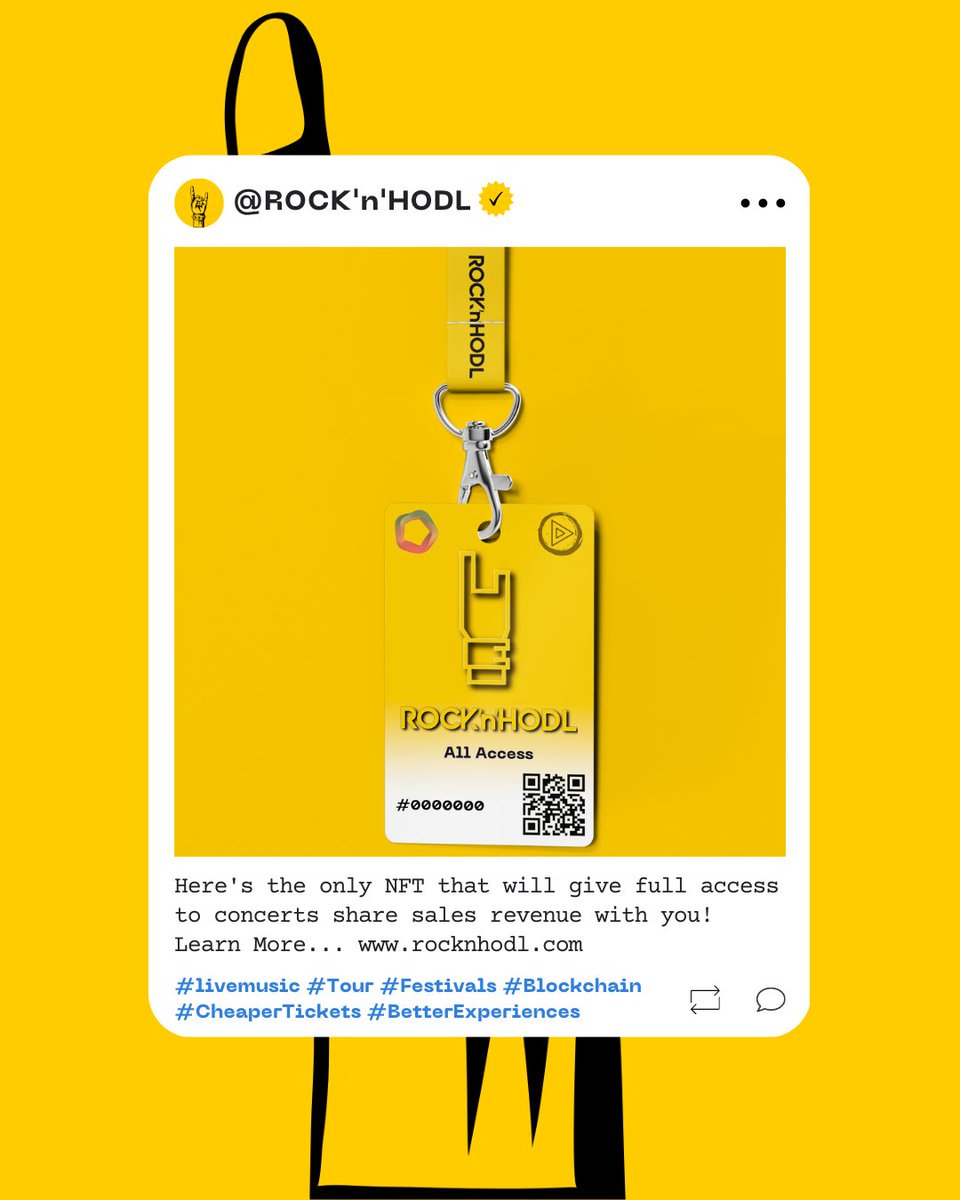 You know that outrageous ticket fees that doubles the price at checkout? 
We don't charge that and we share revenue with our NFT Holders!!

Learn More: bit.ly/rockhodl

#NFT #LiveMusic #Tours #Festival #Coachella #blockchain #NoTicketFees #NoSecondaryMKT