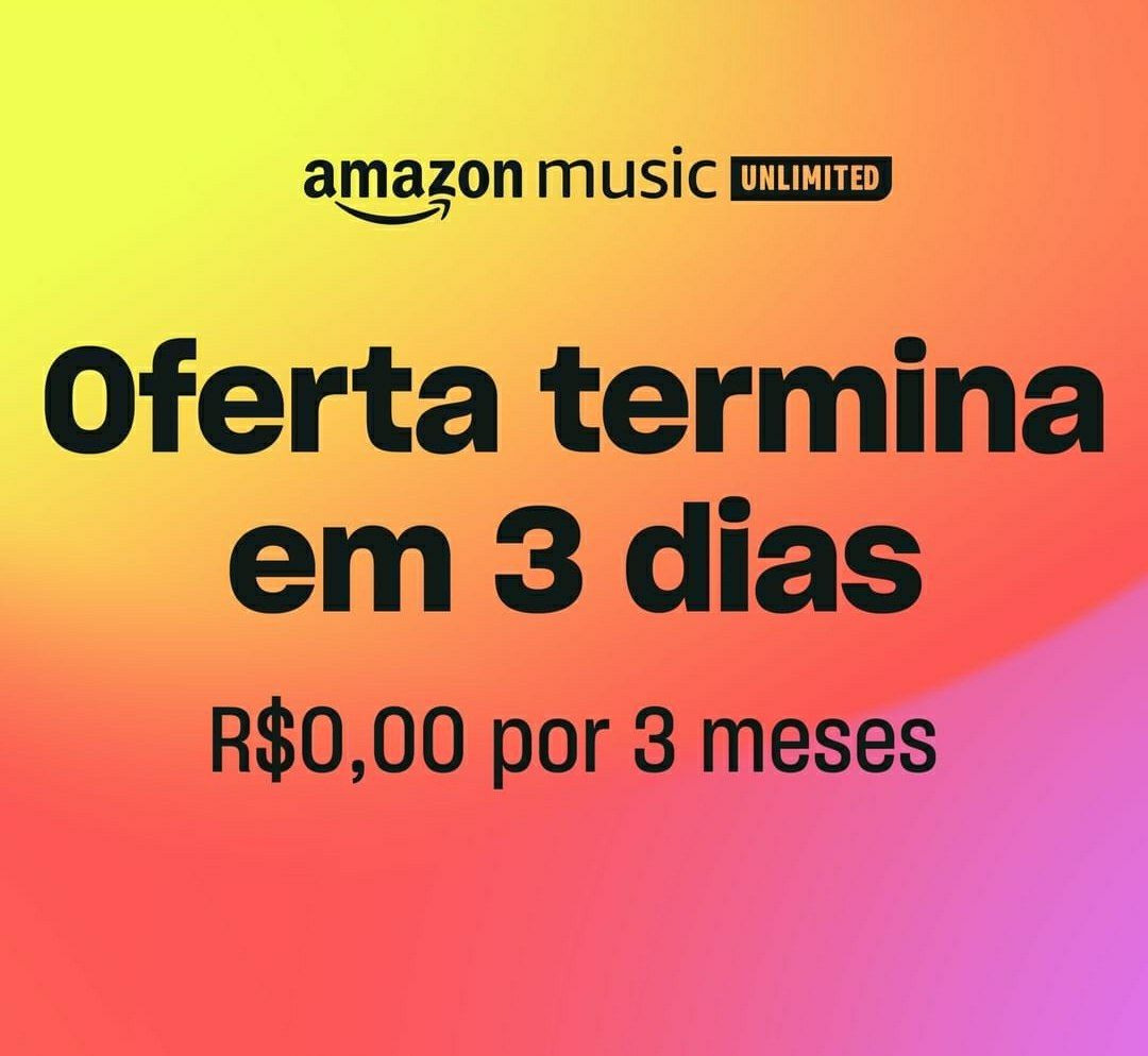 becoHQs's tweet photo. 🚨 FALTAM 3 DIAS

Últimos dias para garantir seus 3 meses GRÁTIS de Amazon Music. Aproveita para conhecer o app, ouvir músicas sem propagandas e não pagar nada por isso. 

Confira:  https://t.co/1sQk8KggC5 https://t.co/4YGDG7wVKV