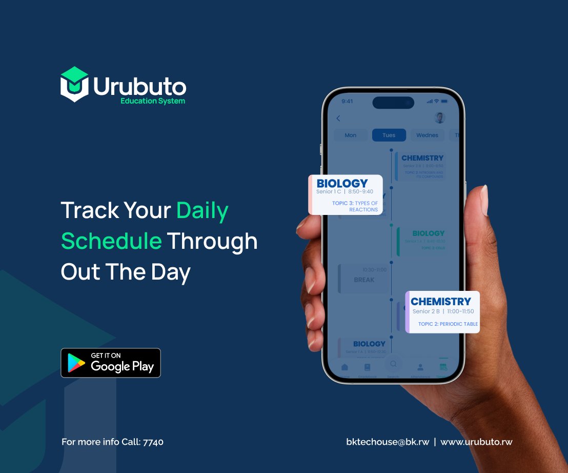 🎉Say hello to new features with UrubutoEdu!

You can now manage your class timetable effortlessly from your mobile phone.
Download now on Google Play store and enjoy the convenience.

#urubuto #urubutoEdu #teachertools #schoolmanagementERP