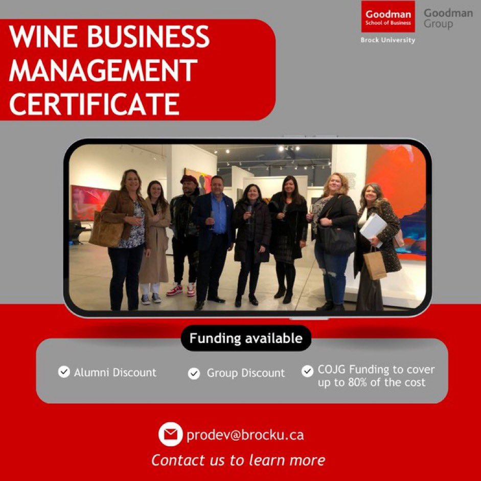 Interested in learning more about wine marketing or other areas of the business of wine? This certificate program is for you @GSBGoodmanGroup @GoodmanSchool @CCOVIBrockU @BrockUniversity