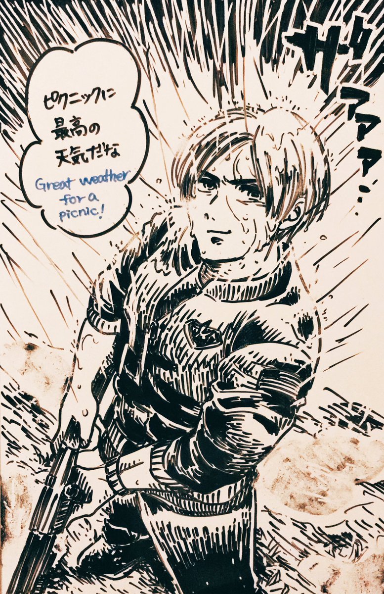 coro_bh's tweet photo. とゆわけで、
RE4のカジュアルレオン君で。
セリフアレンジしまくり♡ https://t.co/ZiwIQtf8mC