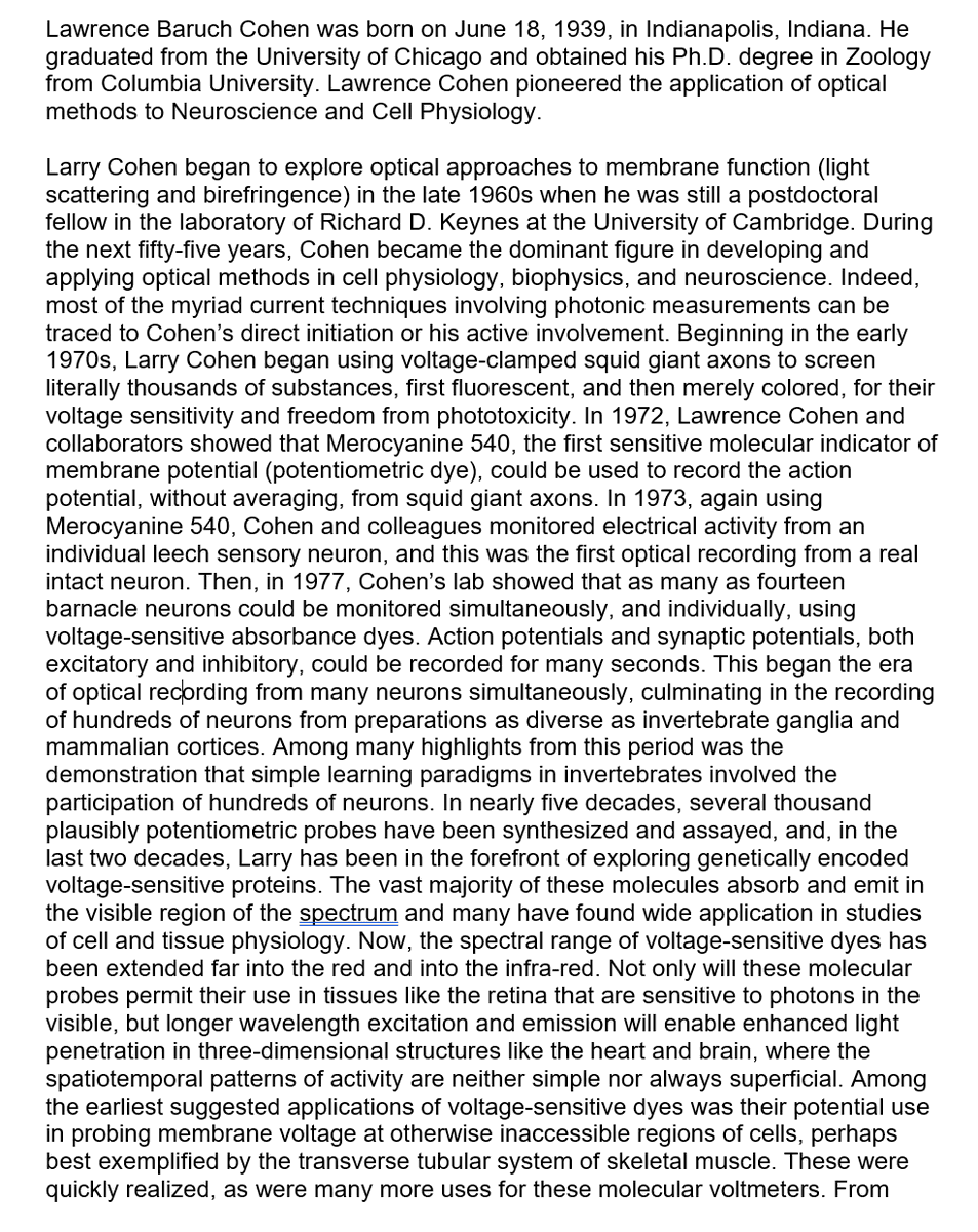 lesloew's tweet photo. Here is a scientific obituary written by Larry's friends and family @BiophysicalSoc @SfNtweets https://t.co/xz4GaEQfiQ