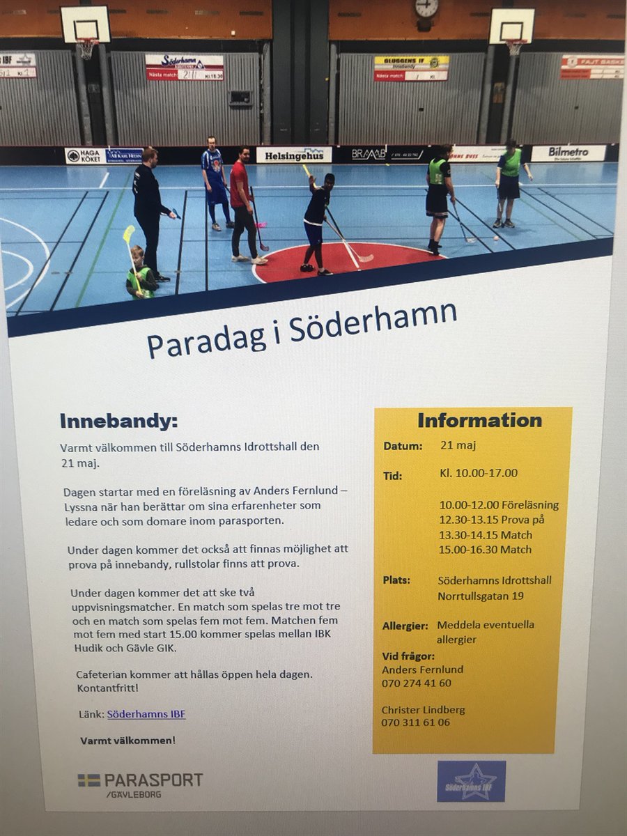 SoderhamnsIBF's tweet photo. Paradag Söderhamns Idrottshall 21 maj kl.10-17 https://t.co/KxMbWLcdWv https://t.co/rMZHaedwfR