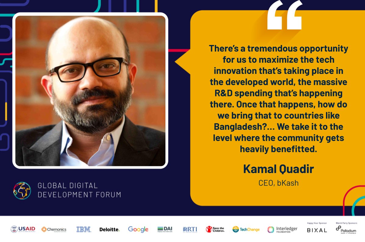 TechChange's tweet image. It’s the first day of #GDDF2023, and already we have heard from 30+ incredible sessions! In our very first keynote of the event, CEO of bKash Kamal Quadir shared the inspiration behind the fintech solution that has made financial services accessible to all with basic cell phones.