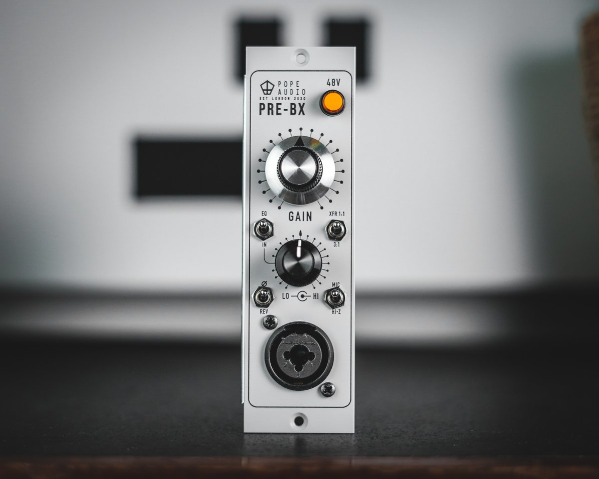 New from Pope Audio!😍

The PRE-BX is a 500 Series mic pre with Baxandall EQ, API-style mic I/P, Carnhill O/P transformer (with switchable 1:1/3:1 atten for added LF saturation), impedance selector and more.

Available now!
Get it here👉 bit.ly/3VabNNB
#popeaudio #prebx