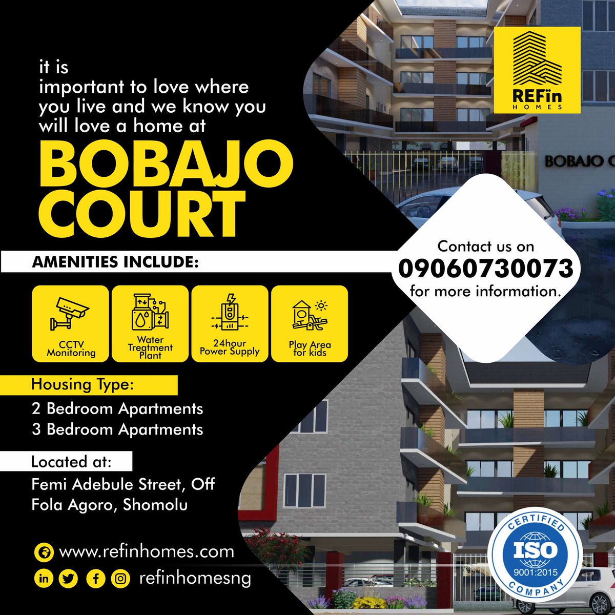 It is important to love where you live and we know you will love a home at BOBAJO COURT

 #realestate #quality #realestateinnigeria #excellence #realestateinvestment #ownahome #realestatesales #invest #qualityhomes #qualityhousing #lagoslandlord #homeownership #lekkihomes