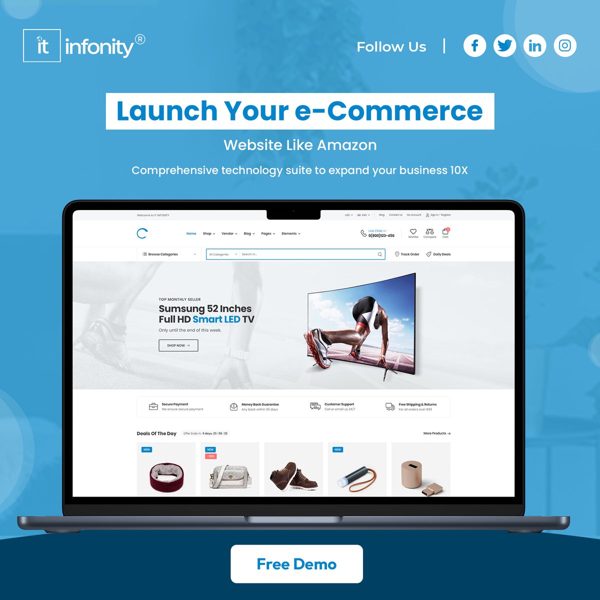 itinfonity's tweet image. Launch Your Ecommerce Website
Ready to take your business to the next level? Launch your e-commerce website with our comprehensive technology suite.
#ecommerce #ecommerceapp #ecommerceappdevelopment #ecommercedevelopment #technology #business