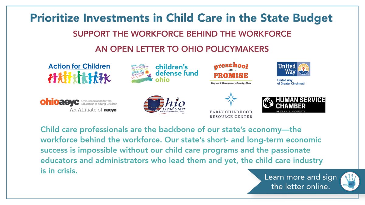 If you are a #childcare professional, we consider you the backbone of our state’s economy - the workforce behind the workforce. Please sign our open letter to let policymakers know that your work matters and should be supported.
ow.ly/890B50NNlqn