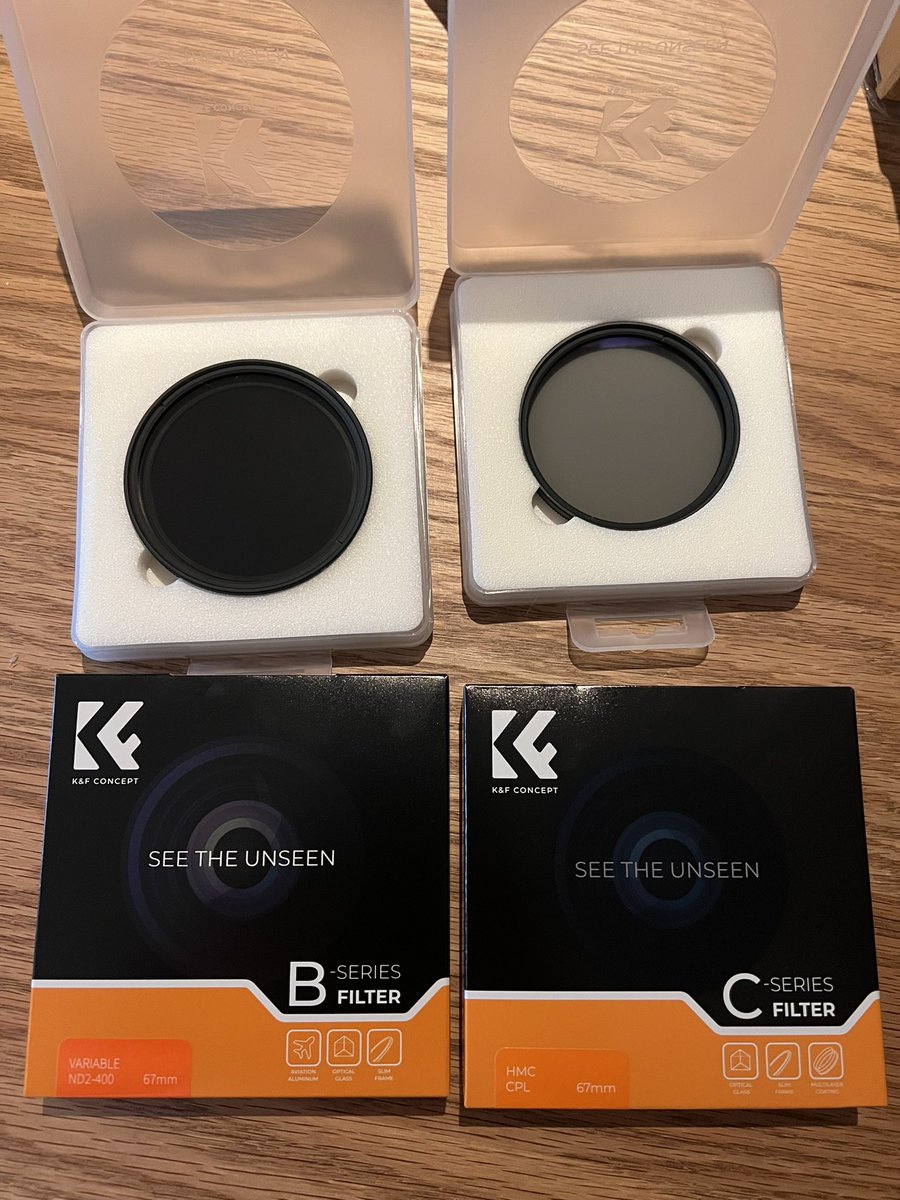 soman0317's tweet image. 今日、K&amp;amp;F conceptのCPLフィルターとNDフィルターが届いた😊早速使用してみたいと思います！  #CPLfilter #NDfilter