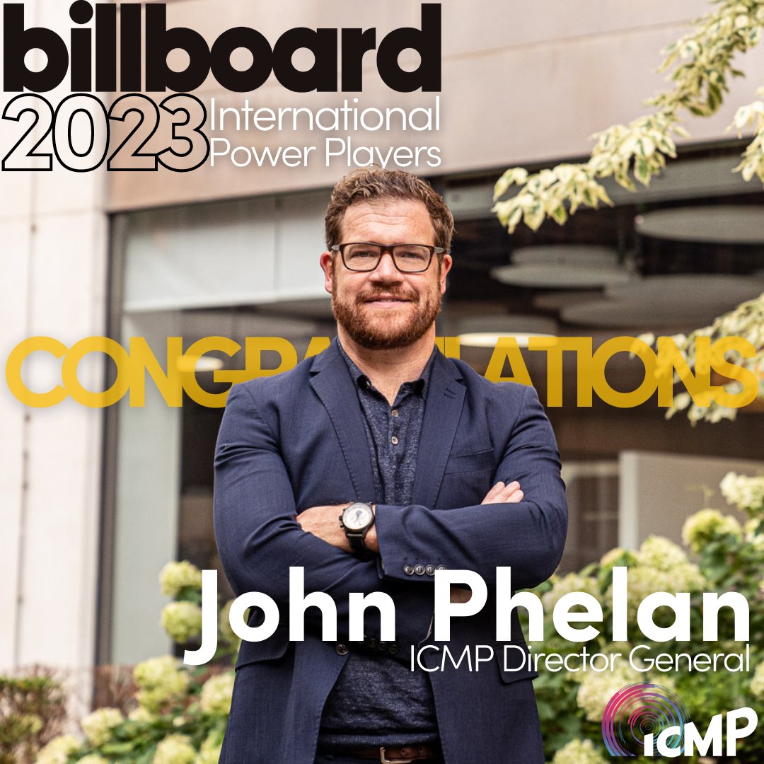 𝘊𝘰𝘯𝘨𝘳𝘢𝘵𝘶𝘭𝘢𝘵𝘪𝘰𝘯𝘴 to John Phelan, <a href="/_ICMP/">ICMP</a> Director General, named in the 2023 <a href="/billboard/">billboard</a>  International #PowerPlayers list.

“𝘾𝙤𝙥𝙮𝙧𝙞𝙜𝙝𝙩 𝙞𝙨 𝙗𝙖𝙘𝙠 𝙬𝙞𝙩𝙝 𝙖 𝙗𝙖𝙣𝙜!”

We're working worldwide to defend music's value &amp; rights🌏🎧⚖️bit.ly/41G5XpA