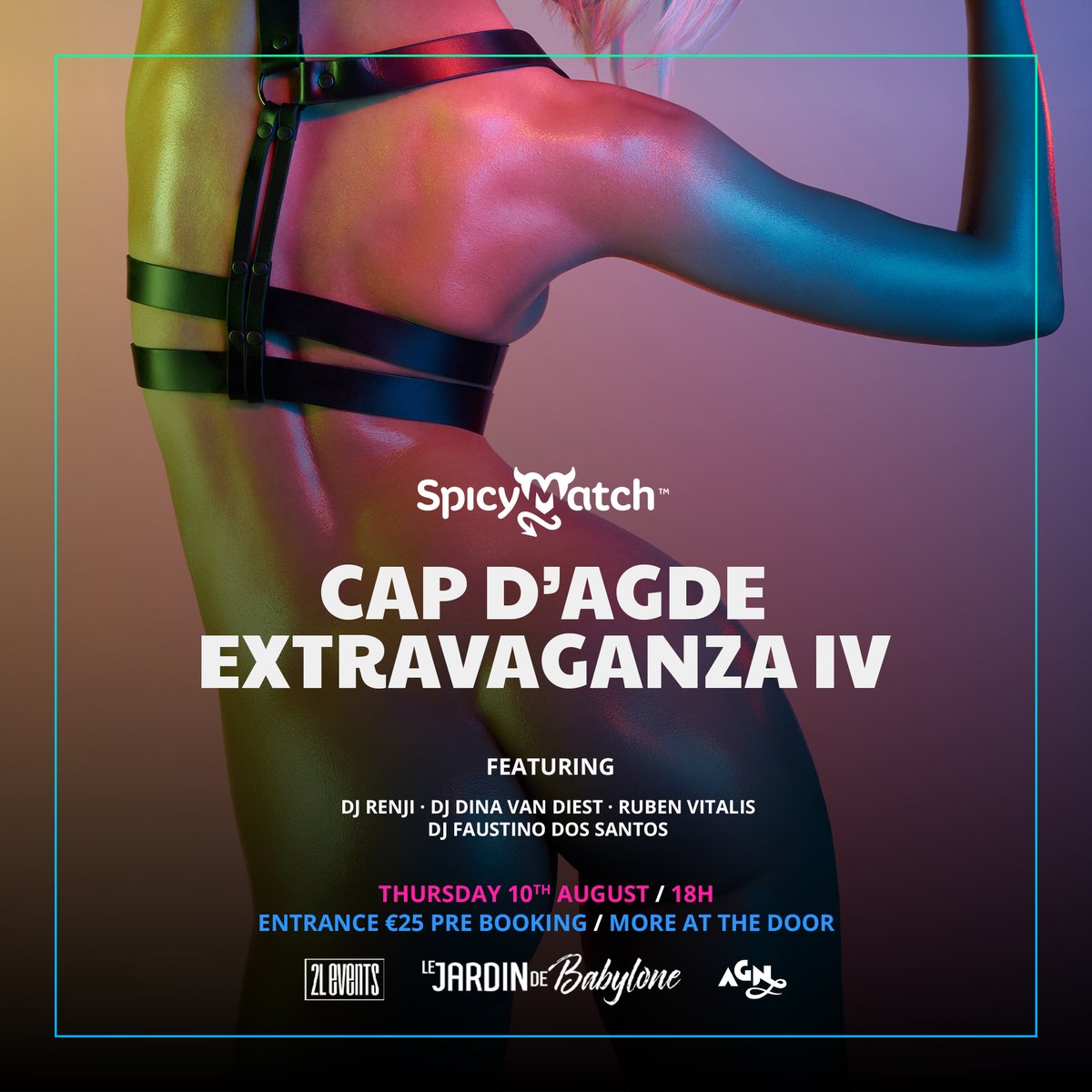 SpicyMatch's tweet photo. Not 1, not 2, but 4 Extravaganza parties in Cap d'Agde this summer! Join us: https://t.co/YefFJe4C1Y https://t.co/4hqwYJ3taC