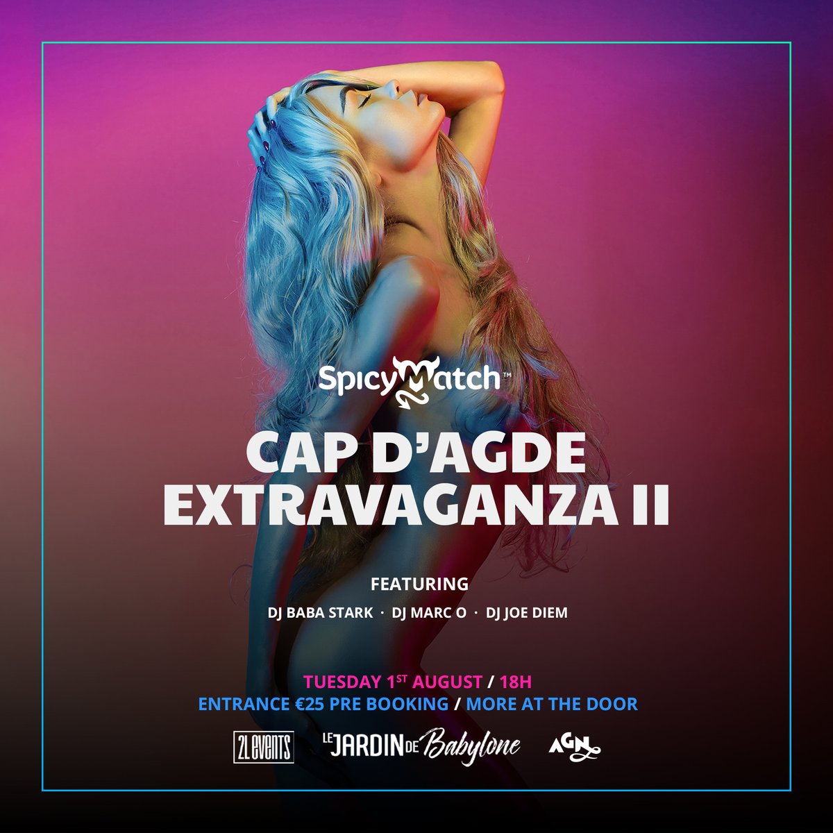 SpicyMatch's tweet photo. Not 1, not 2, but 4 Extravaganza parties in Cap d'Agde this summer! Join us: https://t.co/YefFJe4C1Y https://t.co/4hqwYJ3taC