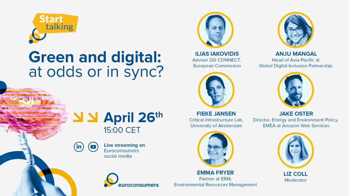 euroconsumers's tweet image. Are you ready? Our #StartTalking webinar is officially underway, and it’s time for stakeholders from across the board to think big about how we can reach both📱digitalisation and🌱sustainability goals in time. 
Tune in now 👉 bit.ly/41ftaOY &amp;amp; follow the 🧵thread for more