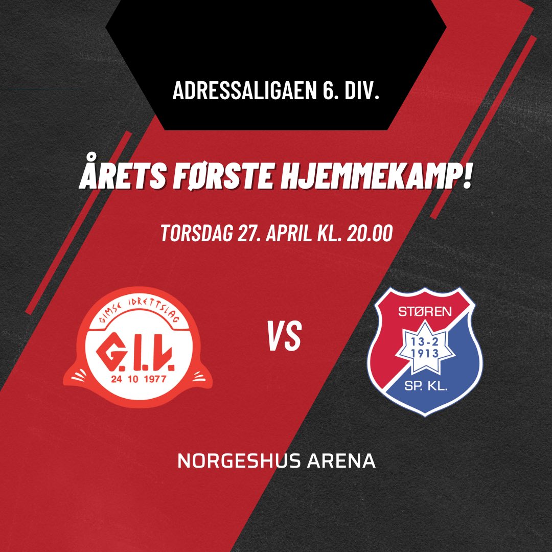 gimsealag's tweet photo. En klassiker i gauldalsfotballen står på menyen! 

🔴⚪️ https://t.co/Y7w1MwDZJE