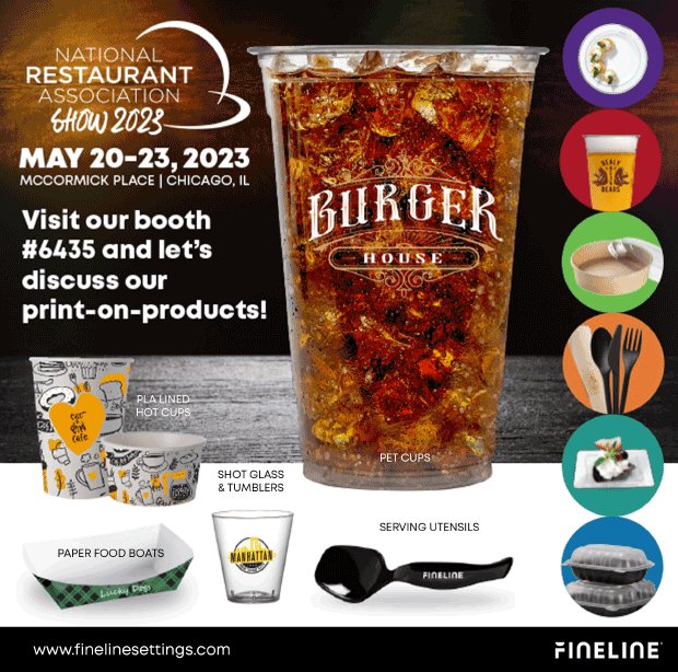 Can't wait to see you at The NRA Show In Chicago May 20-23, 2023 - BOOTH #6435. #whatsnew #fastcasual #2023RestaurantShow #disposable #recyclable #compostable #branding #packaging #plastic #custom #containers #innovative #meettheteam #finelineteam @nationalrestaurantshow
