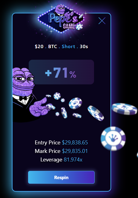 TeriBull2's tweet photo. Almost 82x leverage on @PepesGame  🐸📈 #plsPEGme 
Gamble with moderation and with what you can afford to lose. Luckily I won so I will have dinner tonight! :P
#NFA https://t.co/gjZLa4cEE4