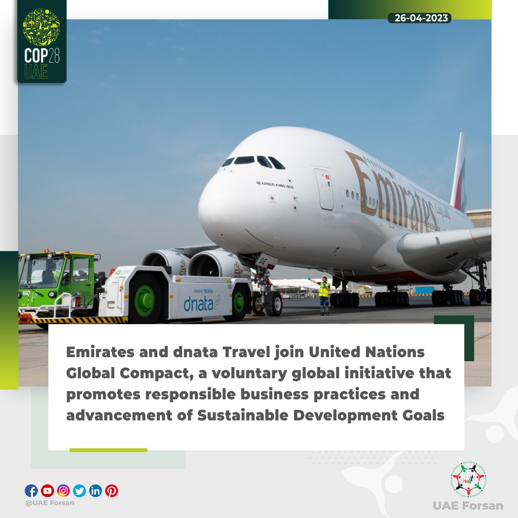 UAE_Forsan's tweet image. Emirates and dnata Travel join United Nations Global Compact, a voluntary global initiative that promotes responsible business practices and advancement of #sustainabledevelopment Goals

#UAE #dnataTravel #Dubai  
@DXBMediaOffice 
@dnatatravel
@emirates
@globalcompact 
@COP28_UAE