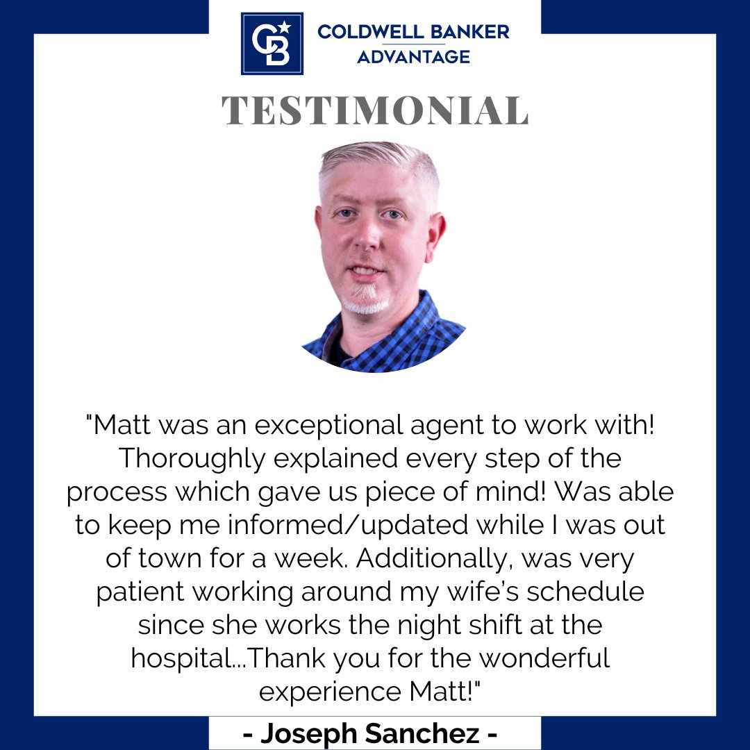 Congratulations on a great testimonial Matt! If you are buying or selling a home, contact Matt Bullock today: (910) 322-2425 #HomesCBA #ColdwellBankerAdvantage #FayettevilleRealEstate #FayettevilleNorthCarolina #CBAdvantage #HomeBuying #HomeRenting #HomeSelling #Realtor