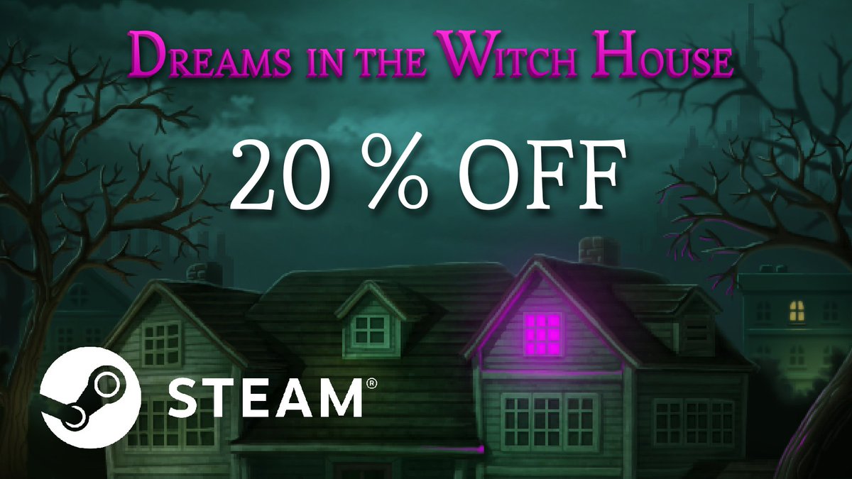 atombraingames's tweet photo. Dreams in the Witch House is now 20% off on Steam!

This is the first #Steam sale for the game (and for me as a developer), so it's all very exciting. Also, the game just received its fifth update, so now is a perfect time to get it!

➡️STEAM: https://t.co/UVAQTDtqVC

#indiegame https://t.co/AqjtWBk6Ok