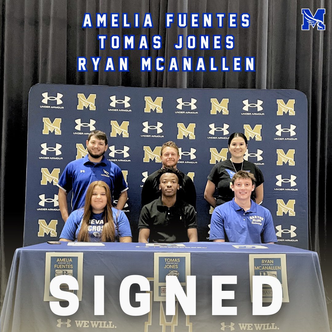 Menendez_Sports's tweet photo. CONGRATS to 3 seniors who signed! Amelia Fuentes, Tomas Jones, and Ryan McAnallen for continuing their athletic career in college! Amelia is going to Brevard College for lacrosse, Tomas is going to Concord University for football, and Ryan is heading to Barton College for swim🦅 https://t.co/HNaMmbwflI