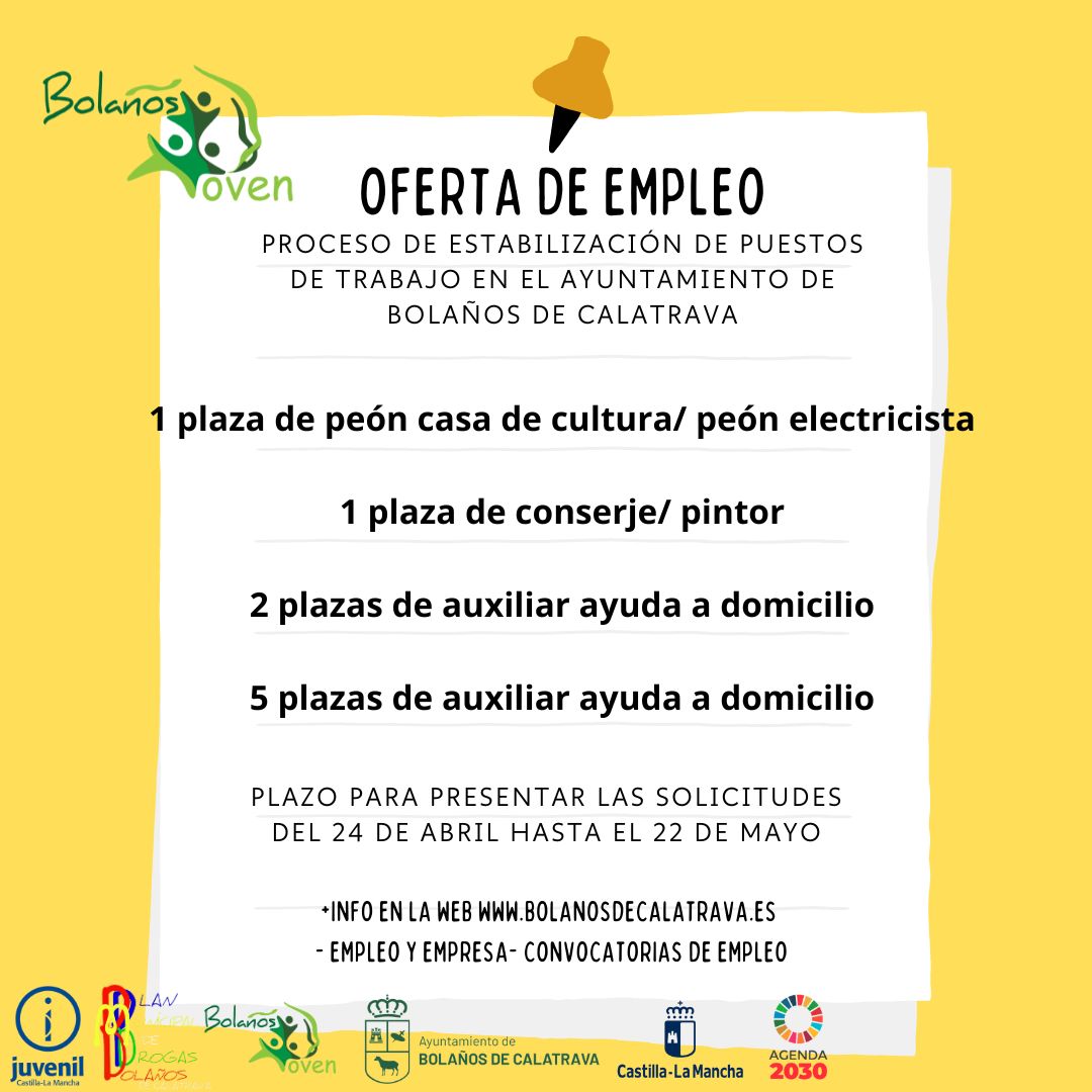 JuventudBolanos's tweet image. Proceso de estabilización de puestos de trabajo en el Ayuntamiento de Bolaños de Calatrava. Categoría #peones #BolañosJoven #empleopublico #redsij