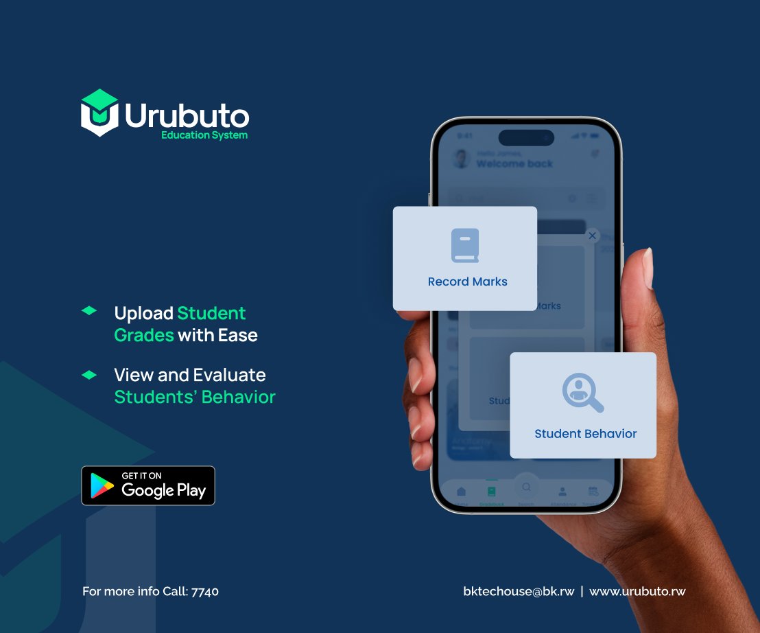 👨‍🏫📱 Say goodbye to endless paperwork! With UrubutoEdu, you can now easily record and upload student grades and behavior evaluations straight from your phone. 

Download the app on Google Play and discover the convenience.

#Urubuto #UrubutoEdu #TeacherTools #SchoolManagementERP