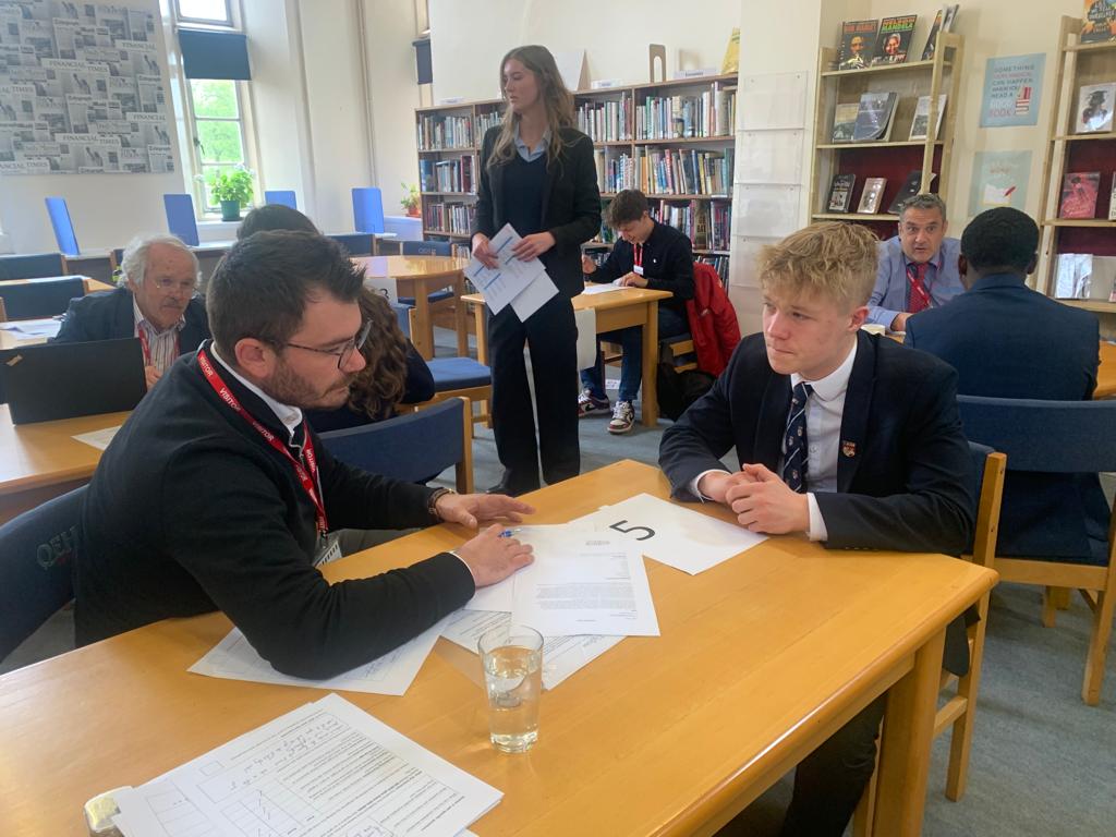 QEHSchool's tweet photo. Our Year 12 students enjoyed mock interviews today; they were guided through interview principals and offered advice to help them in the future. Thank you to the OEs and parents who brought their expertise to their role as interviewers today. @FuturesQeh #QEHSixthForm https://t.co/tV4wHgQSjx