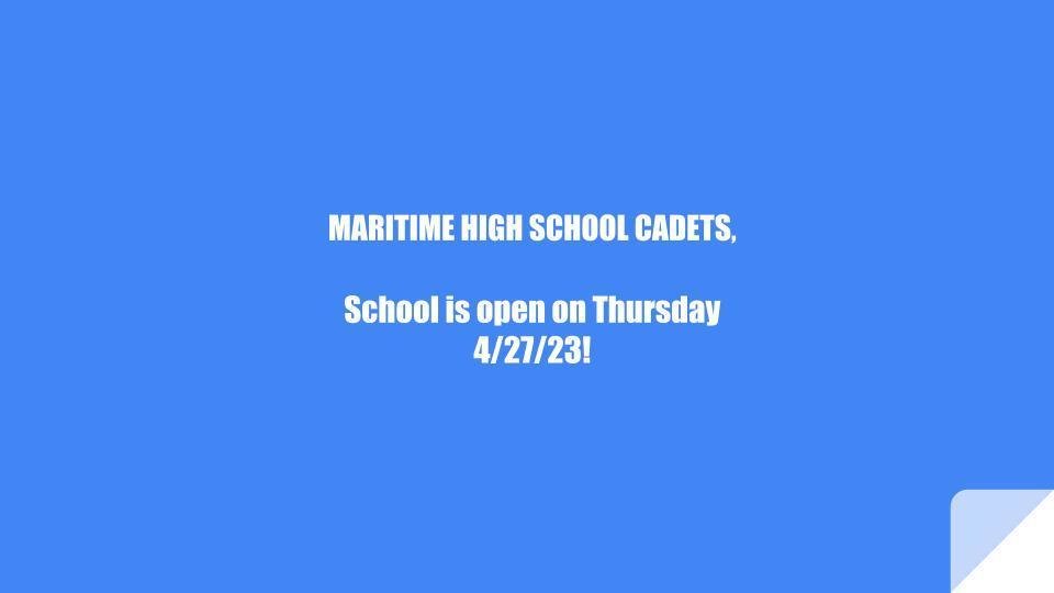 High School is open..