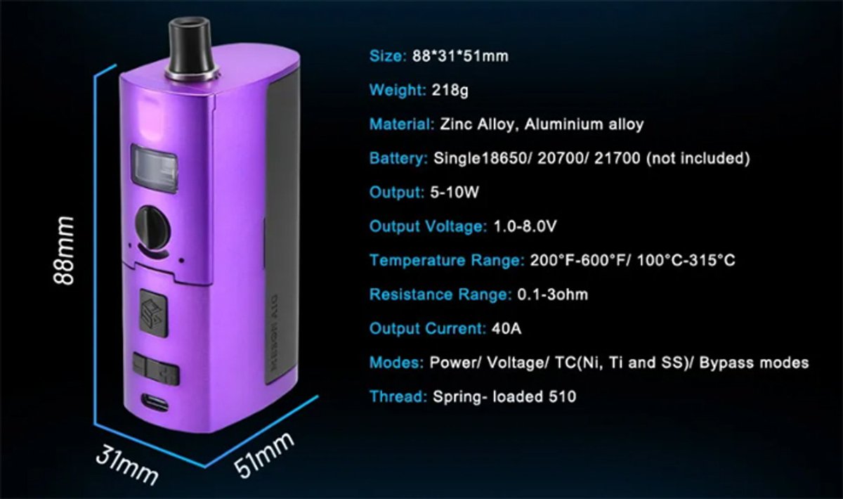 Official Steam Crave Distributor 

New  Product -  Meson AIO Kit

Innovative Boro tank
2 airflow panels
Single 21700/20700/18650 batteries with 100W
Supports VW/VV/TC/Bypass modes
0.69 inch OLED screen

#vaping #vapingcommunity #stopsmoking #ultimate #nicotine #steamcrave