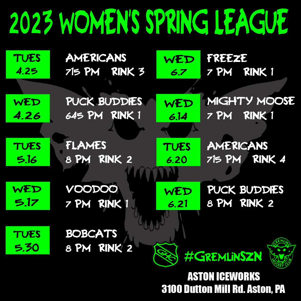 GremlinsHC's tweet photo. Kicked off Spring league last night https://t.co/A9CVLP5yiY