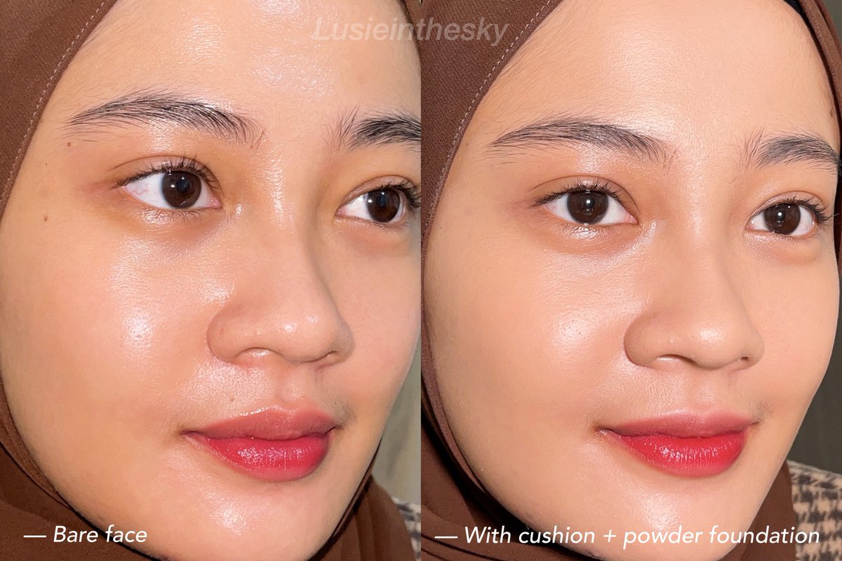 mau spill racikan complexion lebaranku yg nempel bgt di kulit dan makin lama makin flawless🥹 

📌step2nya: 
cushion - set powder foundation - semprot setting spray - set powder foundation lagi. 

lebih lengkap aku jabarin di thread ini~♡

#racuninmakeup