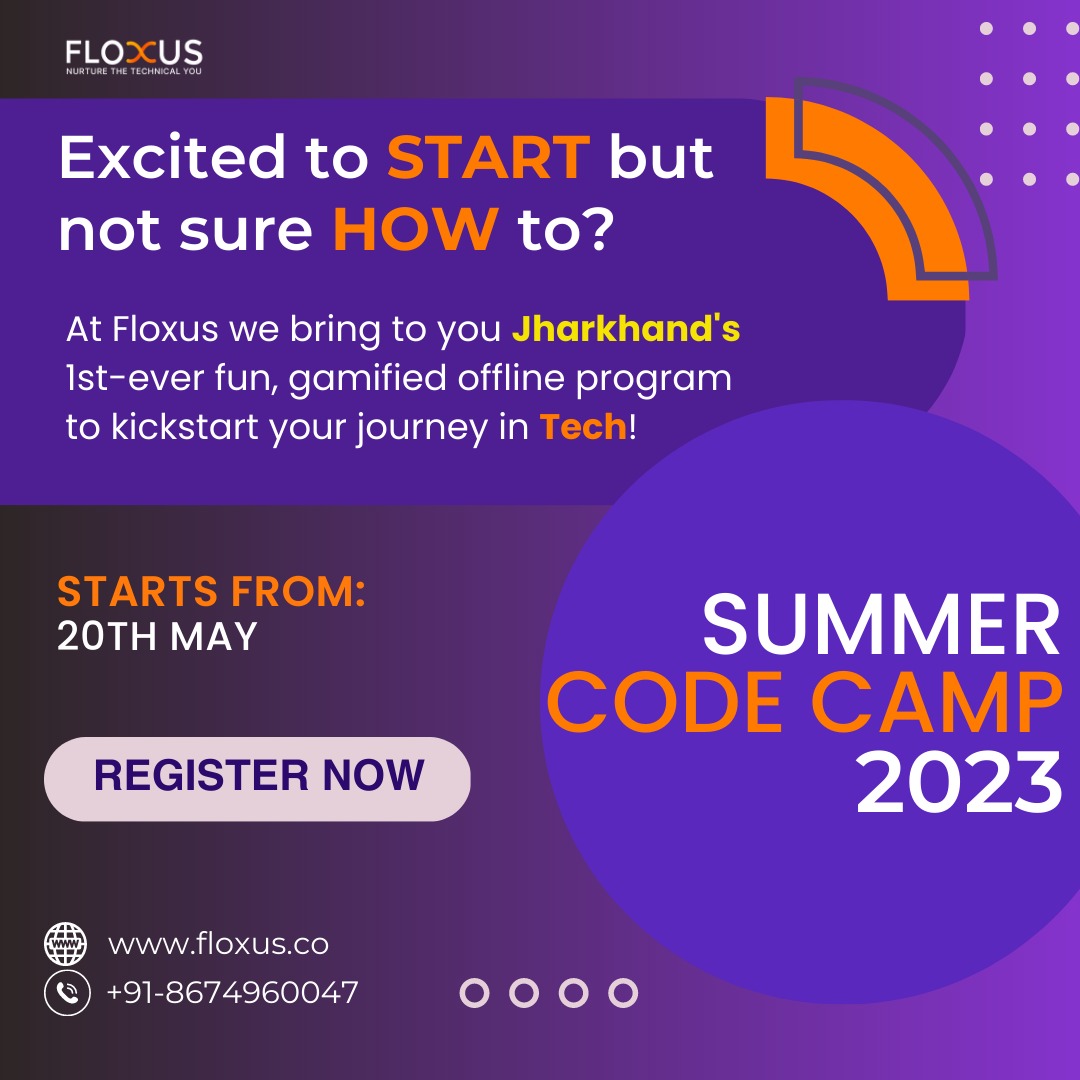 floxus_official's tweet photo. Want to start your career in Tech but confused from where to begin??
Get ready for an amazing program to be organized LIVE in #Ranchi from 20th May'23 ๐
HURRY UP! Before you miss out on this amazing opportunity ๐ฅ
๐ https://t.co/y0t0lHT4zF
#CodeCampJH #UpskillJharkhand https://t.co/FlRxlTesmg