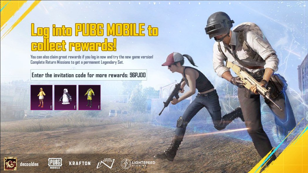 de_cooldee's tweet photo. Complete PUBG MOBILE Return Missions! Collect a permanent epic outfit for free! My invitation code: 96PJO0 https://t.co/DfcObHNiNM https://t.co/yjh0HtneUL