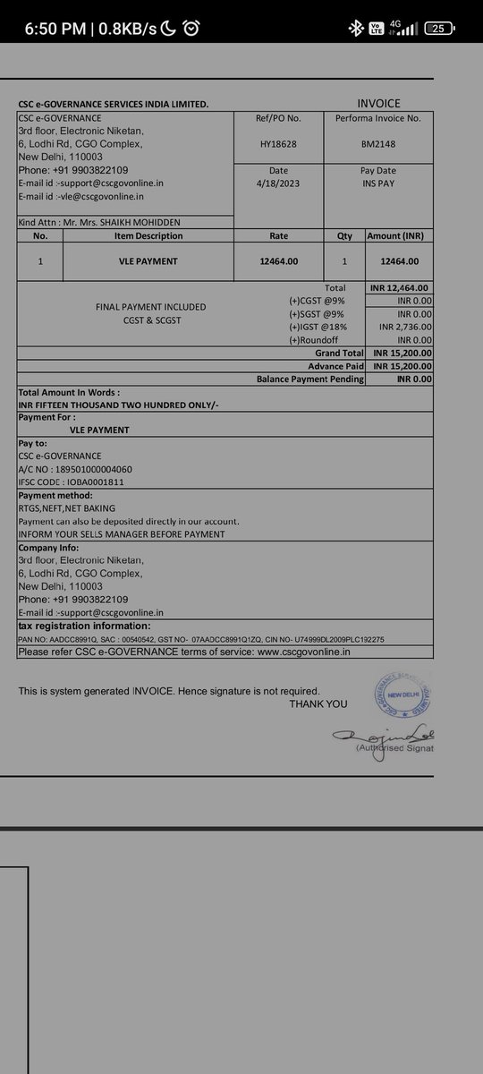 Shaikhmohidden's tweet photo. @CSCegov_ 
Dear sir i am apply for CSP from csc e-governance service limited and i am all ready paid 40200 but they are not any response and not active my id
I request you please help my 
Either active my and set up all ki on my location or refund me all 40200 https://t.co/YdPnScFR1Z