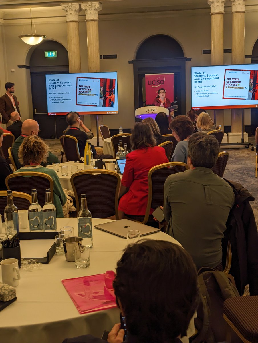 UCISA's tweet photo. Lain Hough and Jess Jones from Canvas by Instructure talking through the 6 key trends and whether the university TEL strategy deliver's for today's students. Thank you to Instructure for being the Primary Sponsors of Spotlight23 #UDigCap https://t.co/KyVw2sW5mR