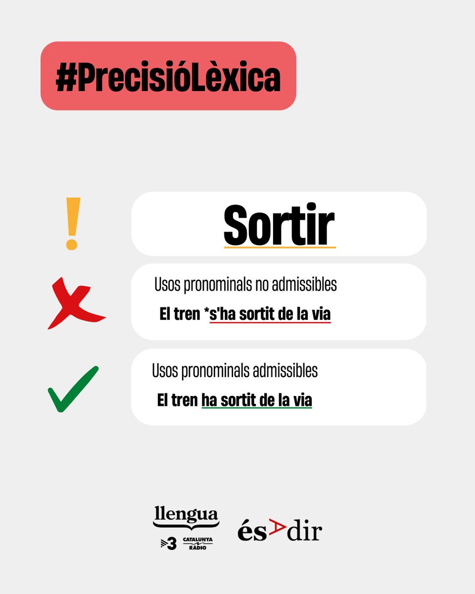 LlenguaTV3CR's tweet photo. La #PrecisióLèxica d'avui➡️Els usos pronominals del verb 'sortir'
🔗https://t.co/vO23pM3LpT
#LlenguaTV3CatRàdio #Sintaxi https://t.co/AoDp4Ie2n7