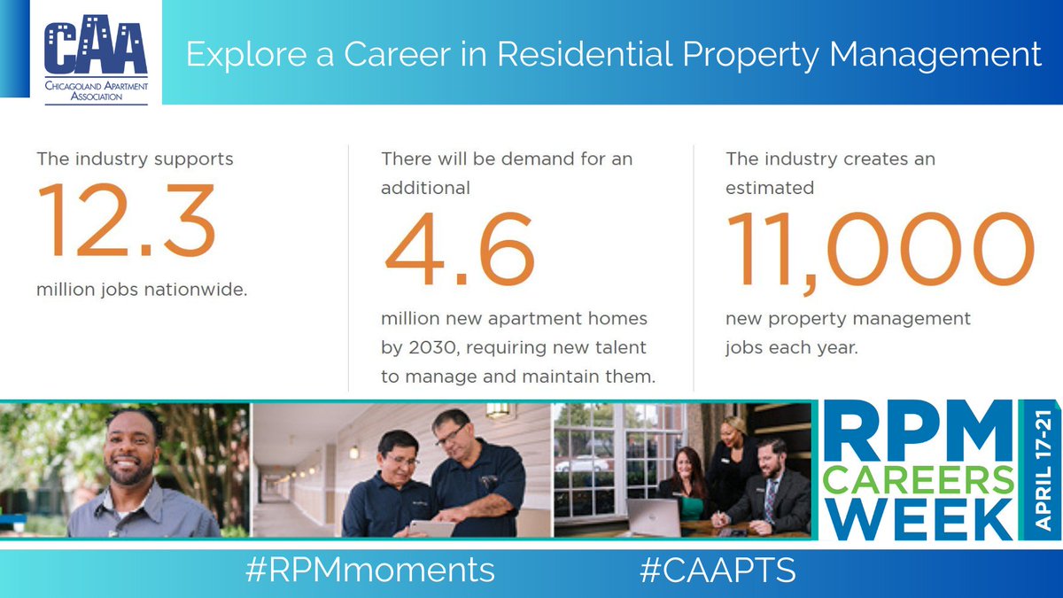 CAAPTS's tweet photo. The residential property management (RPM) industry provides rewarding careers through a variety of positions. Learn more about a career in RPM and visit our CAA careers center to find opportunities in the Chicagoland area. https://t.co/VIVFjXNJS9  #RPMCareers https://t.co/ahsQiTgDZ2
