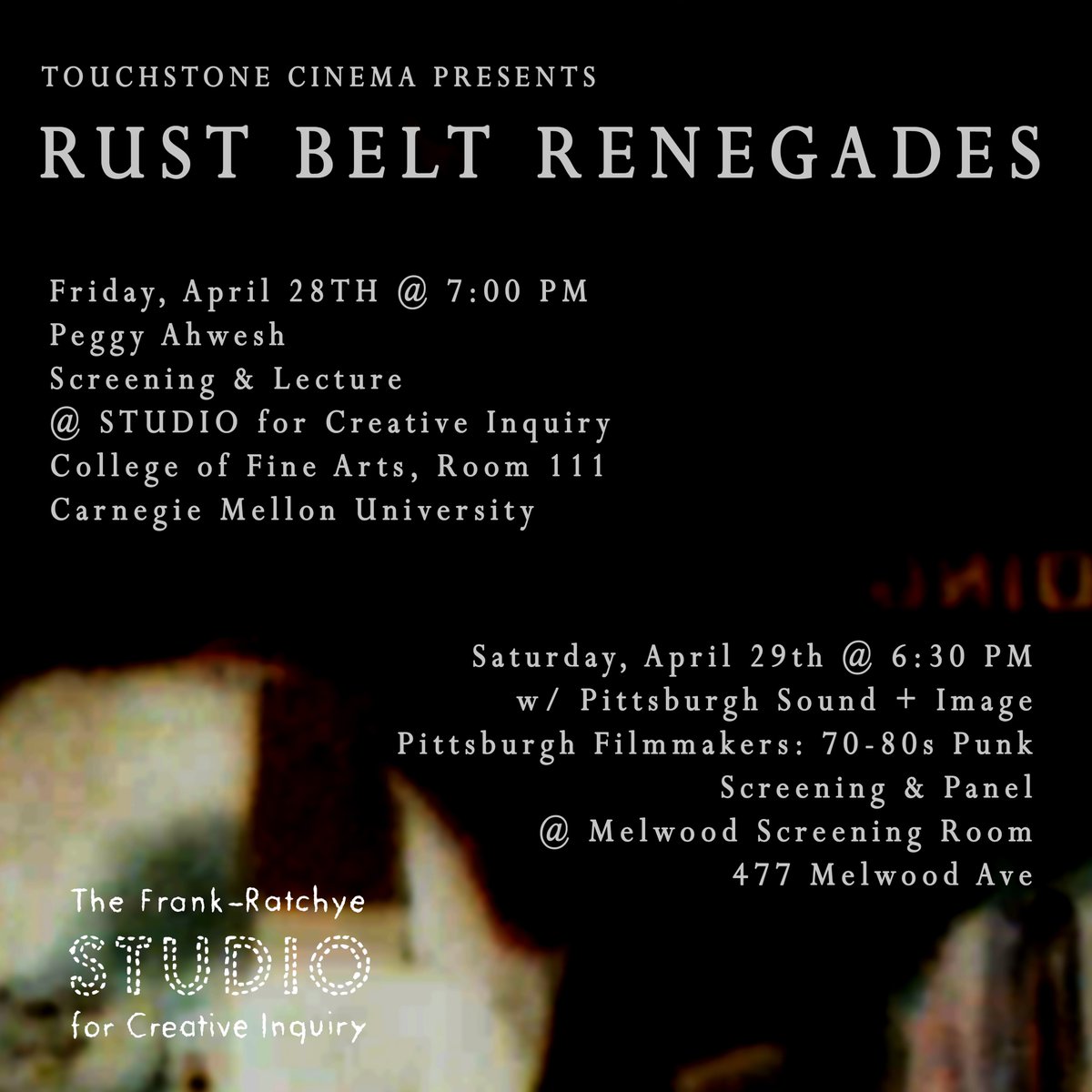 The STUDIO at CMU (@creativeinquiry) on Twitter photo Thursday Friday and Saturday are BIG DAYS for STUDIO research projects turned Free Public Programs!
Thursday- Sound Holograms with Experimental Sound Synthesis (FRFF Funded research by Dr. Daniel Rosenberg Munoz <a href="/cmudesign/">CMU School of Design</a> and <a href="/CMU_BXA/">Carnegie Mellon BXA</a> <a href="/CMUmusic/">CMU School of Music</a> alum Miles Scharff) Thursday Friday and Saturday are BIG DAYS for STUDIO research projects turned Free Public Programs!
Thursday- Sound Holograms with Experimental Sound Synthesis (FRFF Funded research by Dr. Daniel Rosenberg Munoz <a href="/cmudesign/">CMU School of Design</a> and <a href="/CMU_BXA/">Carnegie Mellon BXA</a> <a href="/CMUmusic/">CMU School of Music</a> alum Miles Scharff)