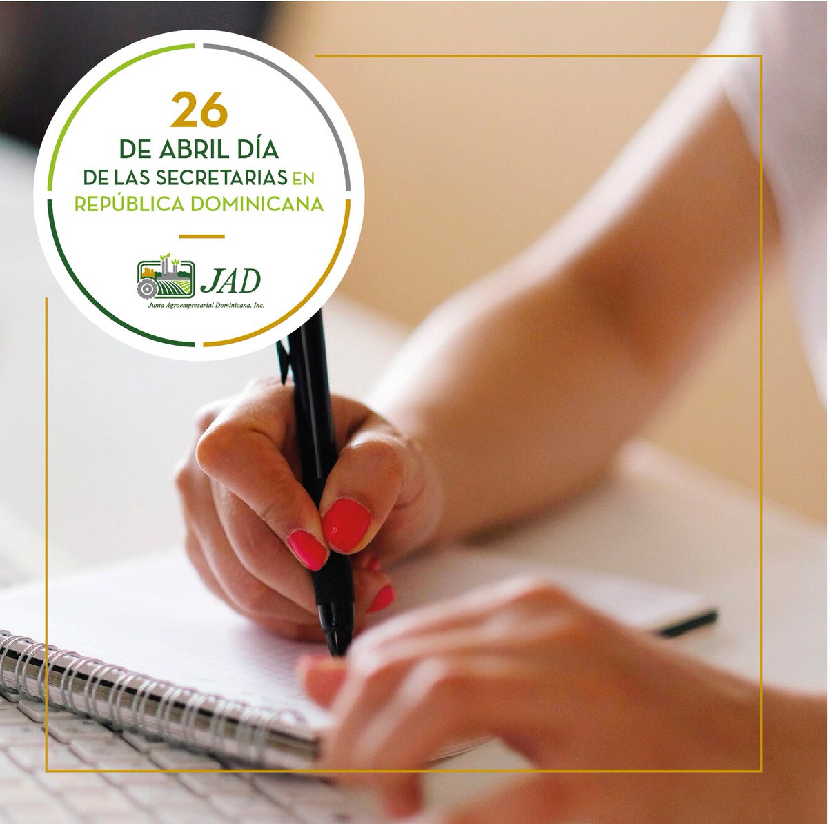 jad_agroempresa's tweet photo. Felicitamos a todas las Secretarias.

Valoramos todo lo que hacen a diario y agradecemos por su trabajo y dedicación.

¡Feliz día Secretarias Dominicanas!

#FelizDíadelasSecretariasDominicana #Sectetaria #JAD #DíadelaSecretaria #JADFelicita https://t.co/hHpMIDl3Rv
