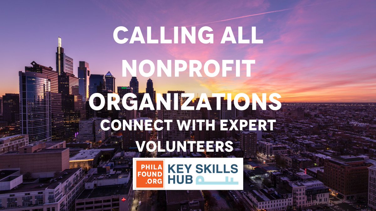 PhilaFound's tweet photo. Calling all nonprofit organizations!
Do you need help assessing your website to ensure it is user friendly? Maybe you need help planning a board strategy session?
Philadelphia Foundation’s Key Skills Hub connects you with expert volunteers.
https://t.co/dQn8ozNqmx https://t.co/A4nRLcAtEW