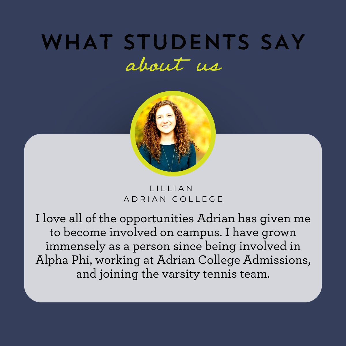 IndependentsMCA's tweet photo. Meet Lilian from @adriancollege and hear what she has to say! https://t.co/fjngvQR5j5