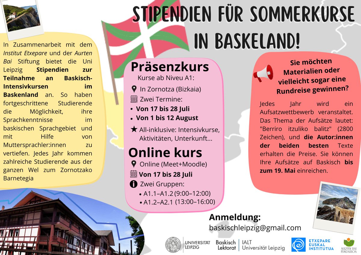 baskischleipzig's tweet photo. Kennen Sie schon unser Sommerangebot zum Baskisch lernen im Baskenland oder online? Sie können sich ab heute anmelden! 

Ikasi euskara Euskal Herrian! https://t.co/TkRWznaQXT