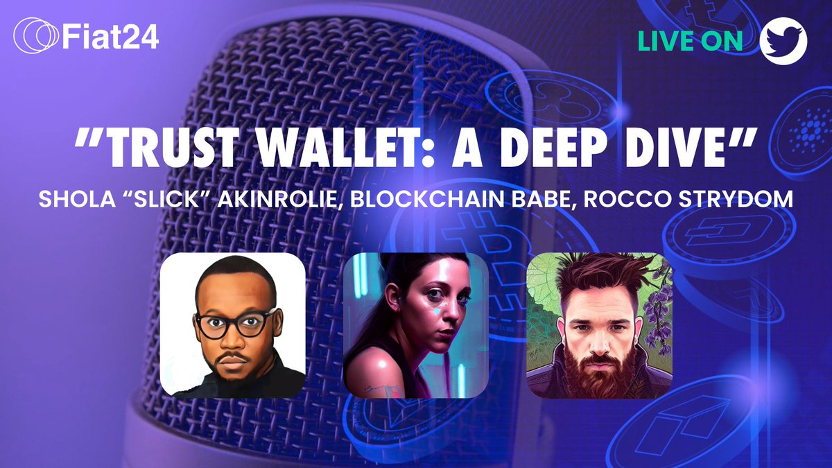 Tune in for this DOPE #twitterspace as we deep dive into <a href="/TrustWallet/">Trust Wallet</a>

🔥<a href="/meetslick/">💥Slick💥 10x Dev Relation & #ai #onArm</a> and <a href="/sgmpodcst/">Rocco Strydom 🤜🔥</a> 
 📅 Friday April 28th 13:00 CET

BONUS: ask your questions to the expert Shola Slick Akinrolie, Recently a Senior Developer Advocate, #Binance   (Trust Wallet)