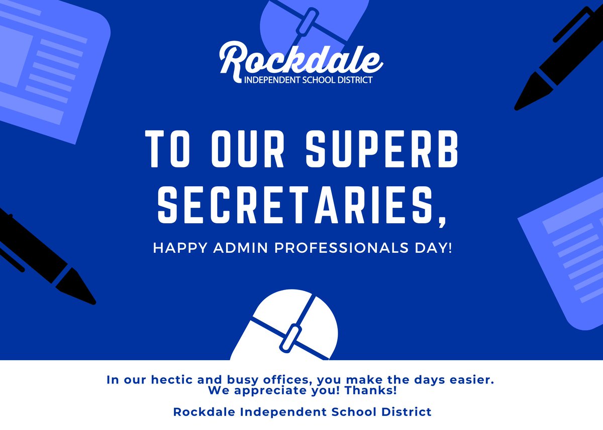 Our secretaries are the best!  We appreciate you - thank you for all you do!
Happy Admin Professionals Day!

#BeRockdaleProud
#iheartrockdale