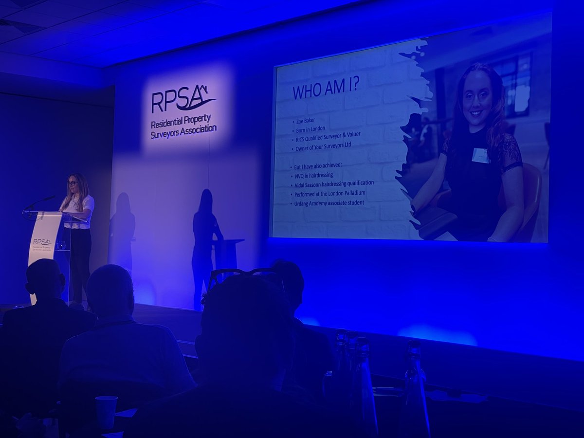 Zoe Baker, Young Surveyor of the year giving us all a talk on tech and equality in surveying @The_RPSA #drivingthefuture