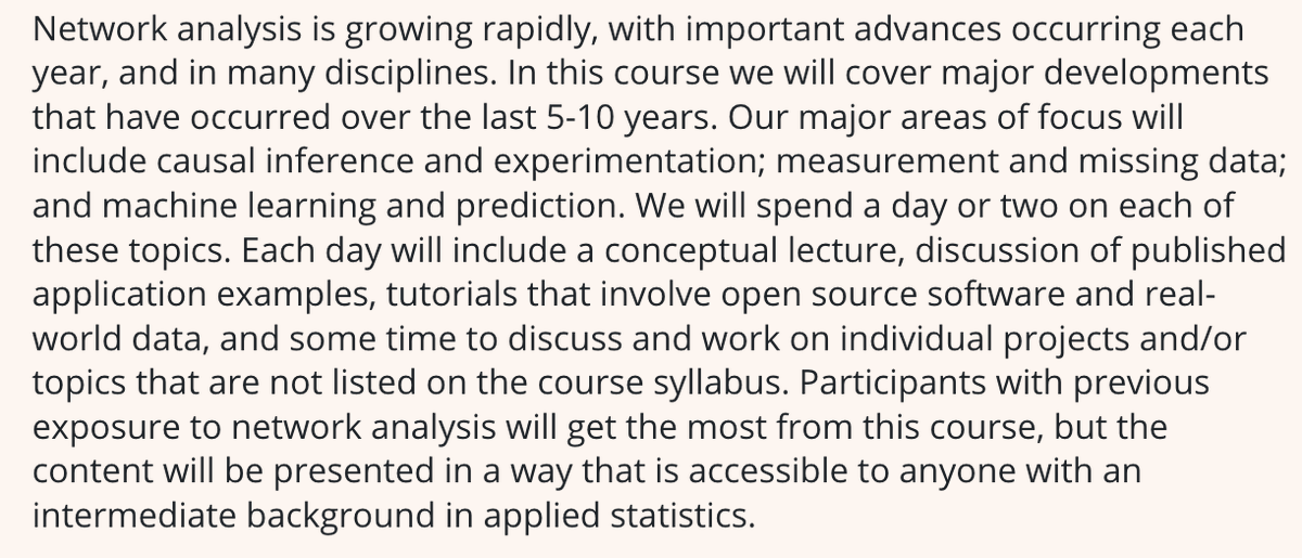 Bruce Desmarais (@brucedesmarais) on Twitter photo Interested in methods for causal inference, machine learning, and measurement with network data? Join me for a week (6/12-6/16) in Ann Arbor for my <a href="/ICPSRSummer/">ICPSR Summer Program</a> course on, "Recent Advances in Network Analysis." More: icpsr.umich.edu/web/pages/sump⦠Interested in methods for causal inference, machine learning, and measurement with network data? Join me for a week (6/12-6/16) in Ann Arbor for my <a href="/ICPSRSummer/">ICPSR Summer Program</a> course on, "Recent Advances in Network Analysis." More: icpsr.umich.edu/web/pages/sumpā¦