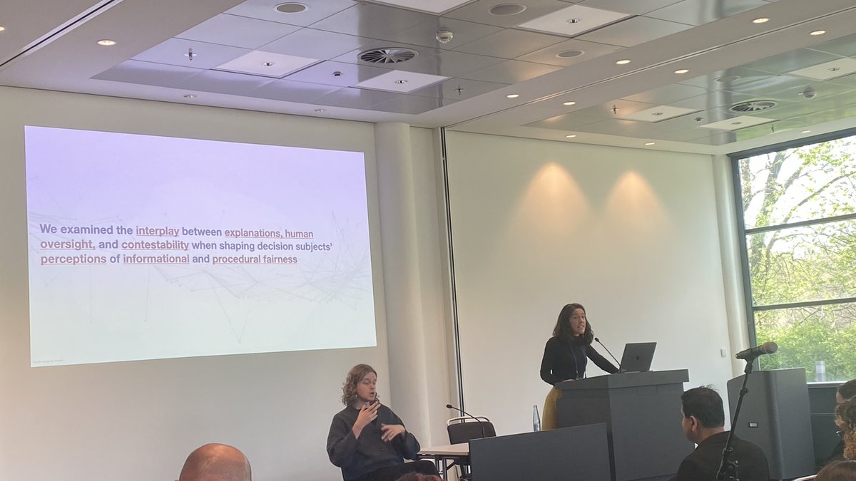 aleboz's tweet photo. Best paper awardee @MireiaYurrita on stage at #chi2023 presenting her insightful work on #fairness perception in #ai decision making and its relation to #explanation #contestability and human oversight. Great job!  @kinddelft @wisdelft @idetudelft @TUDelft_AI https://t.co/SD4XYJruvR