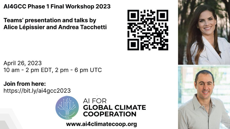 Dr. Alice Lépissier (@alicelepissier) on Twitter photo 📢 Tune in today at 1pm EST to hear me speak at <a href="/AI4ClimateCoop/">ClimateAICompetition</a>'s event on using #AI to improve negotiations in climate talks.🤖🌎
🗣️I'll present the climate simulation tool skyshares.org and its results.📈
🔗Join here: bit.ly/ai4gcc2023
#aiforgood #ClimateAction 📢 Tune in today at 1pm EST to hear me speak at <a href="/AI4ClimateCoop/">ClimateAICompetition</a>'s event on using #AI to improve negotiations in climate talks.🤖🌎
🗣️I'll present the climate simulation tool skyshares.org and its results.📈
🔗Join here: bit.ly/ai4gcc2023
#aiforgood #ClimateAction